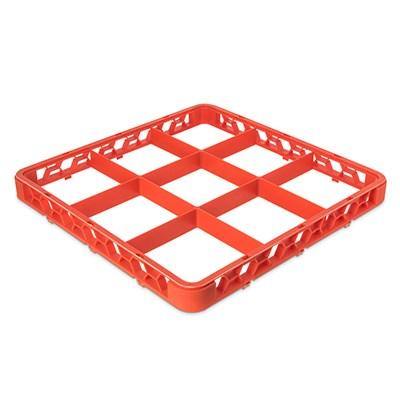 Carlisle RE9C24 Opticlean 9 Compartments Orange Color-Coded Glass Rack Extender