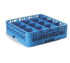 Carlisle RG16-114 Opticlean 16 Compartments Blue Glass Rack with 1 Extender