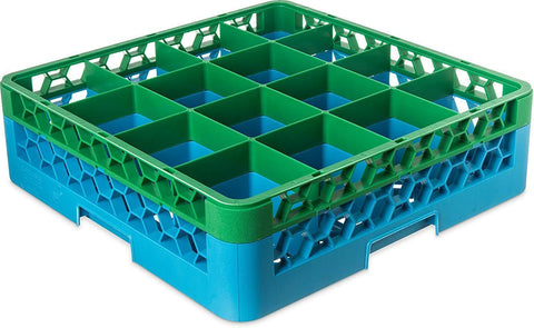 Carlisle RG16-1C413 Opticlean 16 Compartments Green Color-Coded Glass Rack with 1 Extender