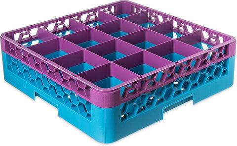 Carlisle RG16-1C414 Opticlean 16 Compartments Lavender Color-Coded Glass Rack with 1 Extender