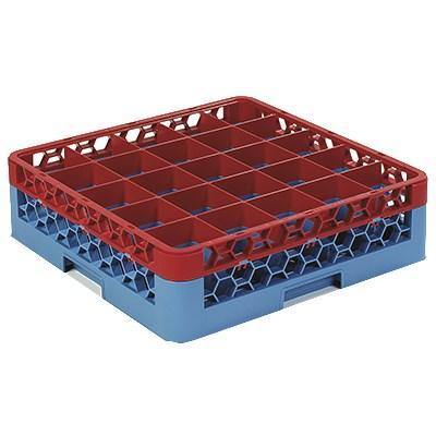 Carlisle RG25-1C410 Opticlean 25 Compartments Red Color-Coded Glass Rack with 1 Extender