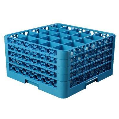 Carlisle RG25-414 Opticlean 25 Compartments Blue Glass Rack with 4 Extenders