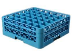 Carlisle RG36-214 Opticlean 36 Compartments Blue Glass Rack with 2 Extenders