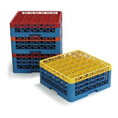 Carlisle RG36-2C411 Opticlean 36 Compartments Yellow Color-Coded Glass Rack with 2 Extenders