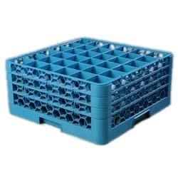 Carlisle RG36-314 Opticlean 36 Compartments Blue Glass Rack with 3 Extenders