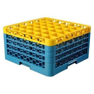 Carlisle RG36-4C411 Opticlean 36 Compartments Yellow Color-Coded Glass Rack with 4 Extenders