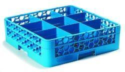 Carlisle RG9-114 Opticlean 9 Compartments Blue Glass Rack with 1 Extender