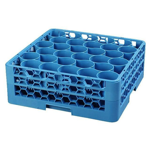 Carlisle RW30-114 Opticlean Newave 30 Compartments Blue Glass Rack with 2 Extenders