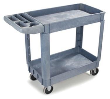Carlisle UC401823 Gray Small Bin Top 2-Shelf Utility Cart