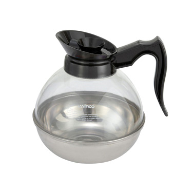 Winco CD-64K Coffee Decanter, 64 oz., plastic with stainless steel base