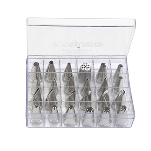 Winco CDT-24 Cake Decorating Tip Set, 24-piece, includes storage box, stainless steel
