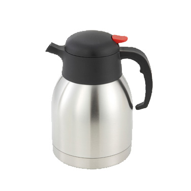 Winco CF-1.5 Carafe with Black/Red Push Button Top - 1.5 Liter