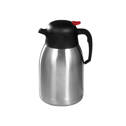 Winco CF-2.0 Carafe, Double-Wall Insulated with Black/Red Push Button Top -  2 Liter