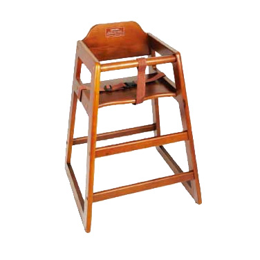 Winco CHH-104A High Chair, 20"H seat, buckle strap, stackable, rubber wood, walnut finish