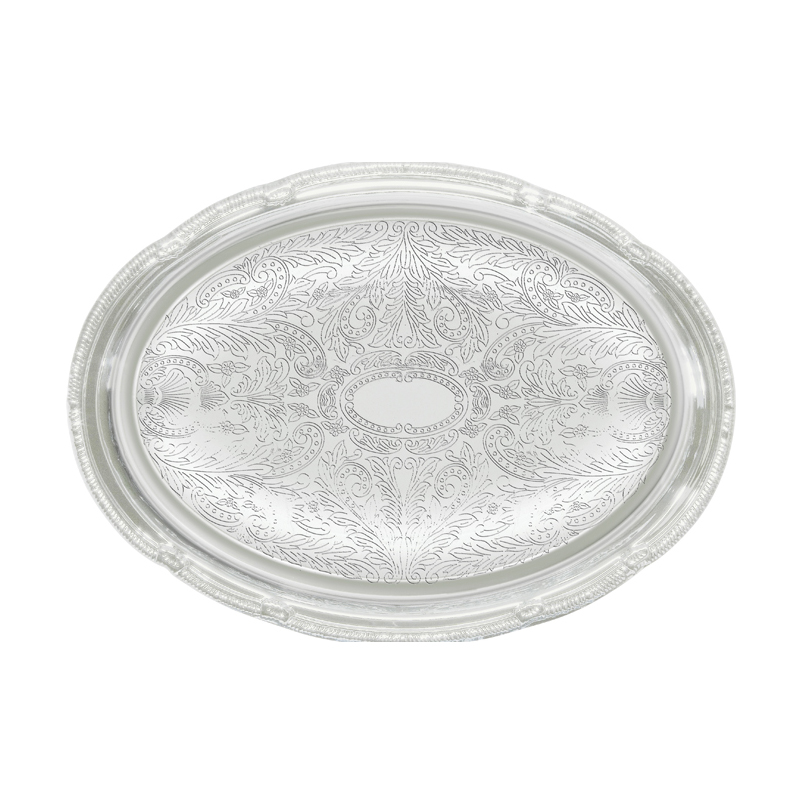 Winco CMT-1318 Serving Tray, 18-3/4" x 13", oval, gadroon edge with traditional engraving, hand wash only, chrome plated