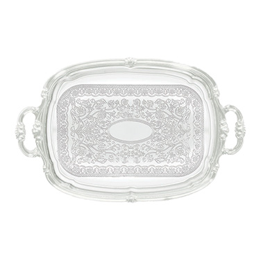 Winco CMT-1912 Serving Tray, 19-1/2" x 12-1/2", Rectangular, with Handles, Chrome Plated