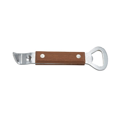 Winco CO-303 Can Tapper/Bottle Opener, 7", stainless steel with wooden handle