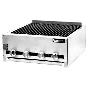 Connerton CRB-24-S Charbroiler, countertop, gas, 24"W, cast iron radiants & top grates with grease flow channels, manual controls, 48,000 BTU, NSF