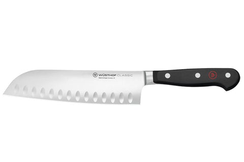 Wusthof 1040131317 Classic 7" Forged Santoku Knife with Resilient Synthetic Handle, Riveted, Made in Germany