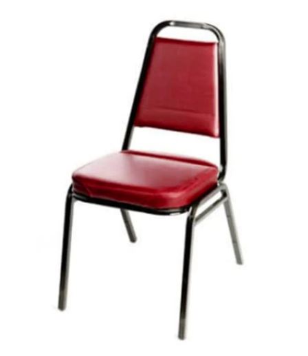 Oak Street SL2082RED Metal Square Stack Chair Black with Red Vinyl