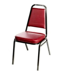 Oak Street SL2082RED Metal Square Stack Chair Black with Red Vinyl