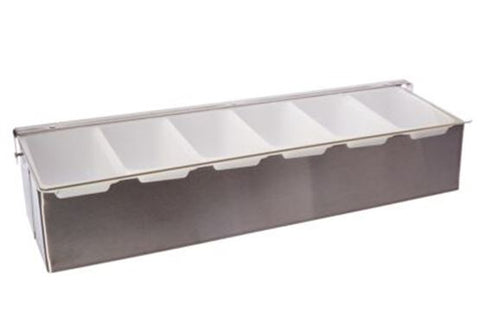 Charlies Fixtures CD-6 Stainless Steel Condiment Dispenser with 6 Compartments Plastic Insert