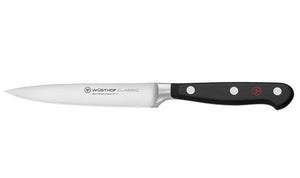 Wusthof 1040100412 Classic 4.5" Forged Utility Knife with Resilient Synthetic Handle, Riveted, Made in Germany