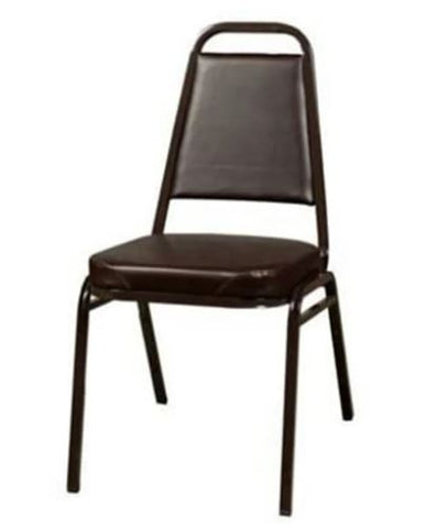 Oak Street SL2082ESP Metal Square Stack Chair Black with Brown Vinyl