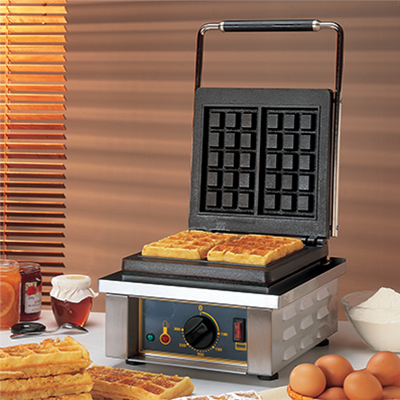 Equipex GES10/1 Sodir-Roller Grill Waffle Baker, electric single cast iron plates, "Brussels" plate pattern, 120v/60/1-ph 140 amps 175 kW NEMA 5-15P UL