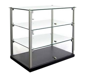 Equipex TN583 Ambient Display, 23-1/8"W x 14"D x 20-3/4"H, 3 tier dual service 2 glass shelves