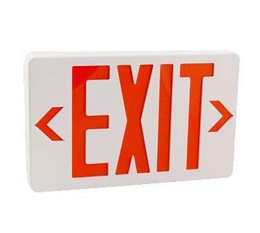 FMP 253-1249 Exit Sign, lighted, wall or ceiling mounted, double face, white body with red letters, 120v/60/1-ph