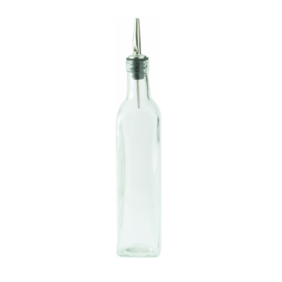Winco GOB-16 Oil Bottle, 16 oz., square, with lid, glass, clear
