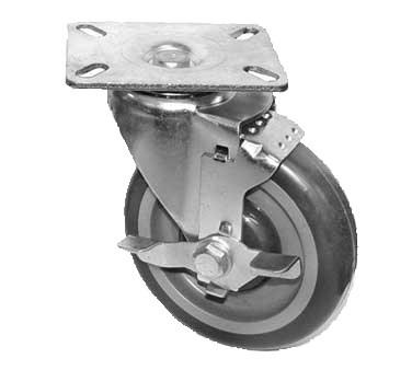 GSW USA KP4114 Swivel Plate Caster With Side Brake, 3" Dia., 2-1/2" X 2-1/2"