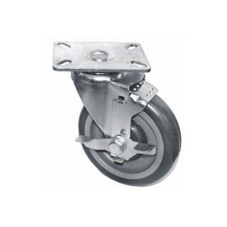 GSW USA KP5113 Swivel Plate Caster With Side Brake, 4" Dia., 5"H, 3" X 3"