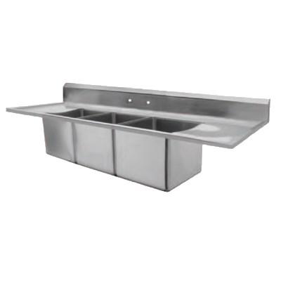 GSW USA SH12123DWN Drop-In Compartment Sink With 8" Splash & Marine Edge And Drainboards