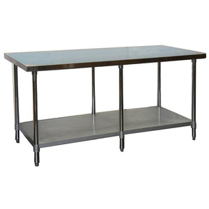 GSW USA WT-EE3060 Economy Work Table, Stainless Steel Top, Galvanized Undershelf, 60"W X 30"D X 35"H, ETL