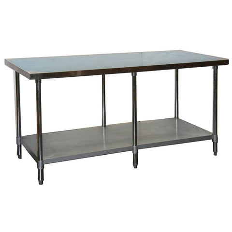 GSW USA WT-EE3084 Economy Work Table, Stainless Steel Top, Galvanized Undershelf, 84"W X 30"D X 35"H, ETL