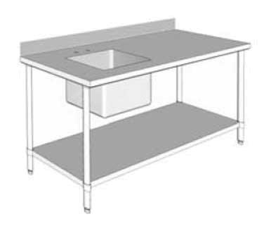 GSW USA WT-PS3048L Work Table with Prep Sink, 48"W X 30"D X 35"H, ETL