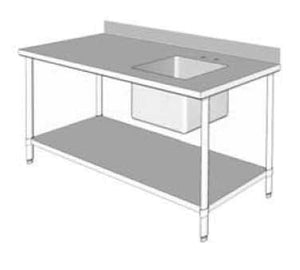 GSW USA WT-PS3060R Work Table with Prep Sink, 60"W X 30"D X 35"H, ETL