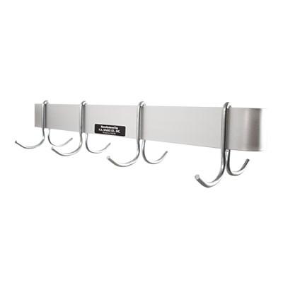H.A. Sparke PP-2 Pot & Pan Rack, wall mount, single, 24"L x 8-1/2"W, (5) plated steel double hooks, Made in USA