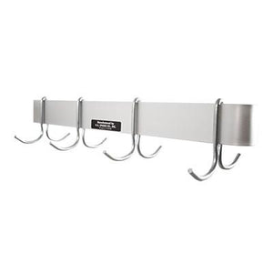 H.A. Sparke PP-4 Pot & Pan Rack, wall mount, single, 48"L x 8-1/2"W, (10) plated steel double hooks, Made in USA