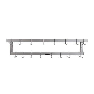 H.A. Sparke PP-8 Pot & Pan Rack, wall mount, double, 53", (16) plated steel double hooks, Made in USA