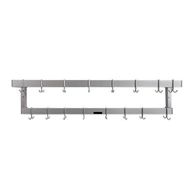 H.A. Sparke PP-8 Pot & Pan Rack, wall mount, double, 53", (16) plated steel double hooks, Made in USA