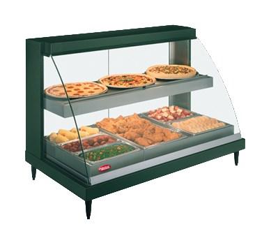 Hatco GRCDH-3PD Glo-Ray Two Shelf Full Service Heated Display Case with Curved Glass and Bottom Shelf Humidity - 45 1/2"