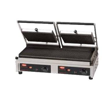 Hatco MCG20GS Double Commercial Panini Press with Cast Iron Grooved Top/Smooth Bottom Plates, 208v/1ph