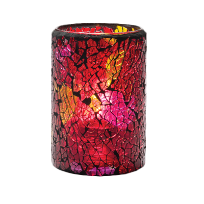 Hollowick 43017RG Crackle™ Lamp, cylinder style, accommodates Hollowick's fuel cell, glass, red/gold