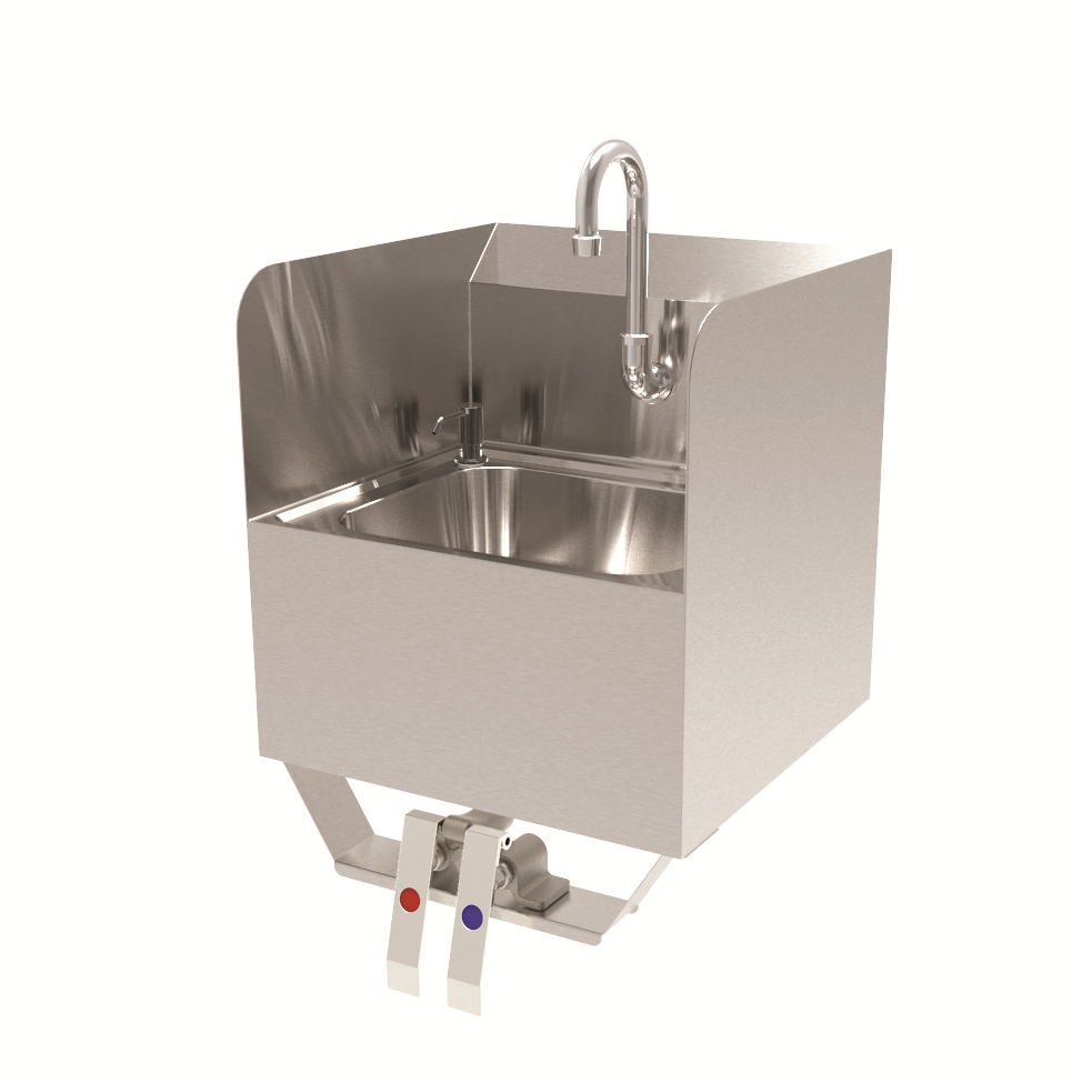 GSW USA HS1615KS Hand Sink, Wall mount, knee operated, one compartment, 15-3/4"W x 15-1/4"D x 24-3/4"H