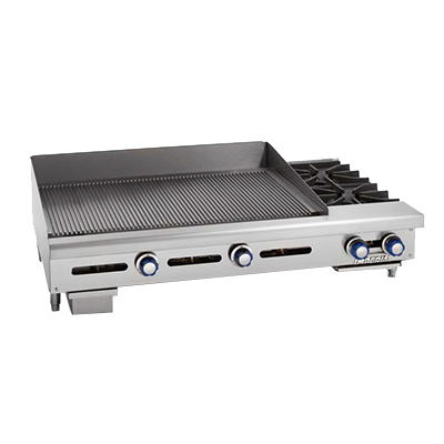 Imperial IGG-36-OB-2 Griddle/Hotplate, gas, countertop, 48", (2) open burners, (1) 36" griddle cooking surface, 156,000 BTU, NSF