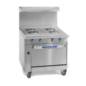 Imperial IHR-2HT-2-E-C Heavy Duty Range, electric, 36", (2) round elements, (2) 12" hot tops, (1) convection oven, 1/4 HP, CE