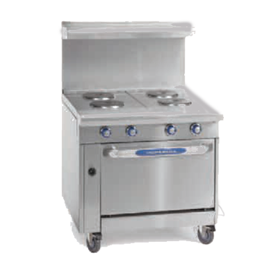 Imperial IHR-2HT-2-E-C Heavy Duty Range, electric, 36", (2) round elements, (2) 12" hot tops, (1) convection oven, 1/4 HP, CE